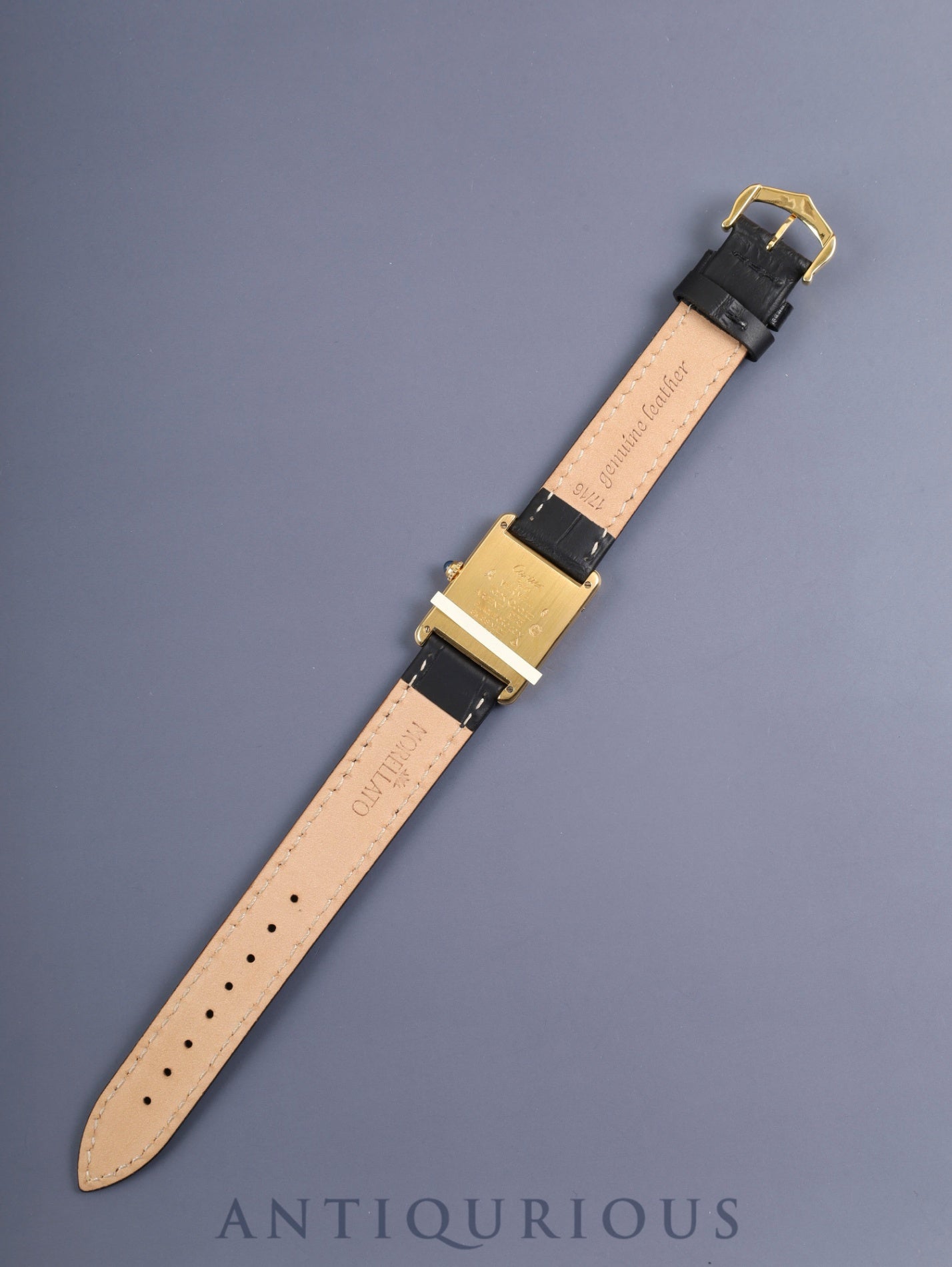 Cartier Must Tank LM 590005 Quartz Cal. 90 SV925 Leather Original Pin Buckle (GP) Center Gray Dial Roman Numerals (SWISS Mark) Overhauled Polished