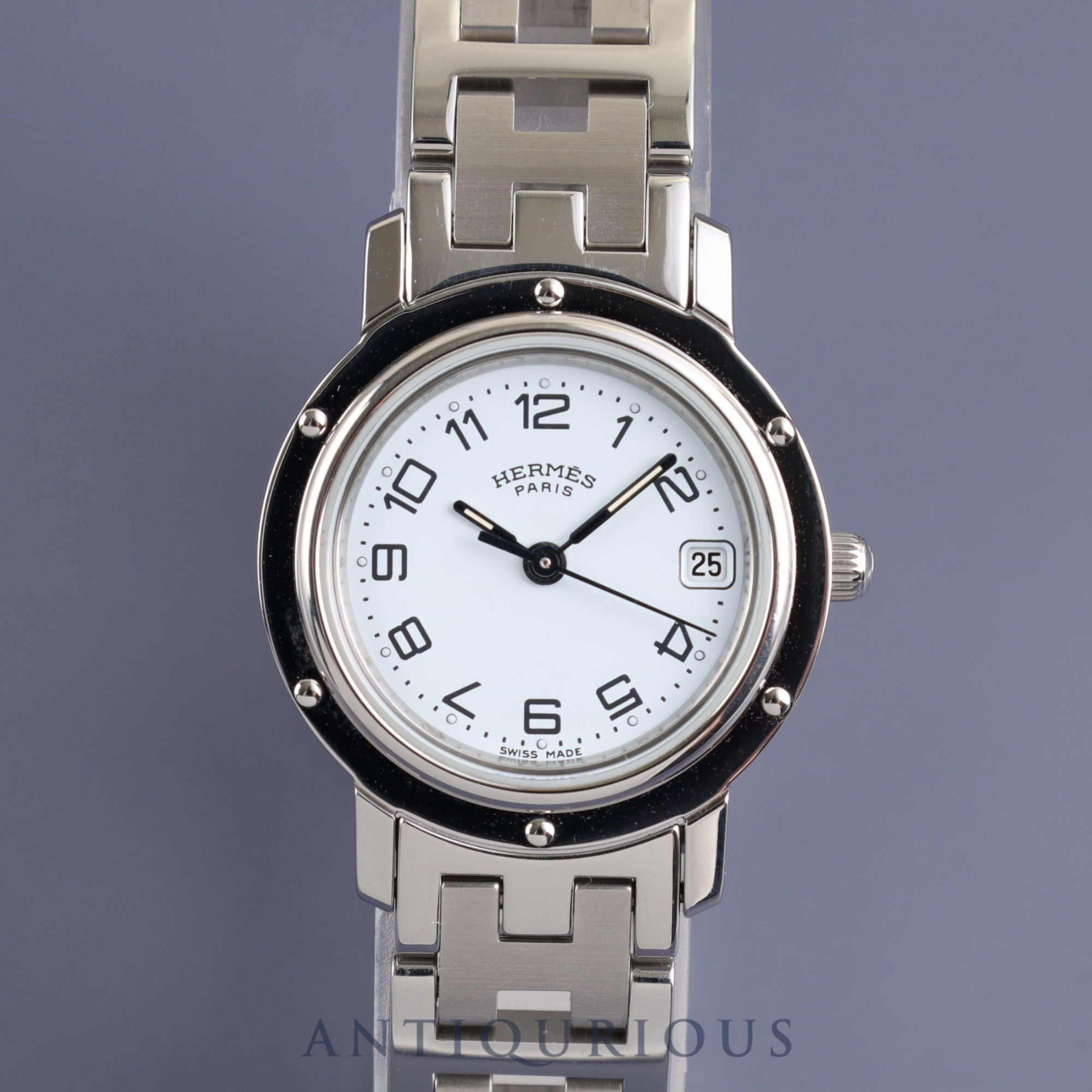 Hermes Clipper CL4.210 Quartz Stainless Steel White Arabic Dial Overhauled