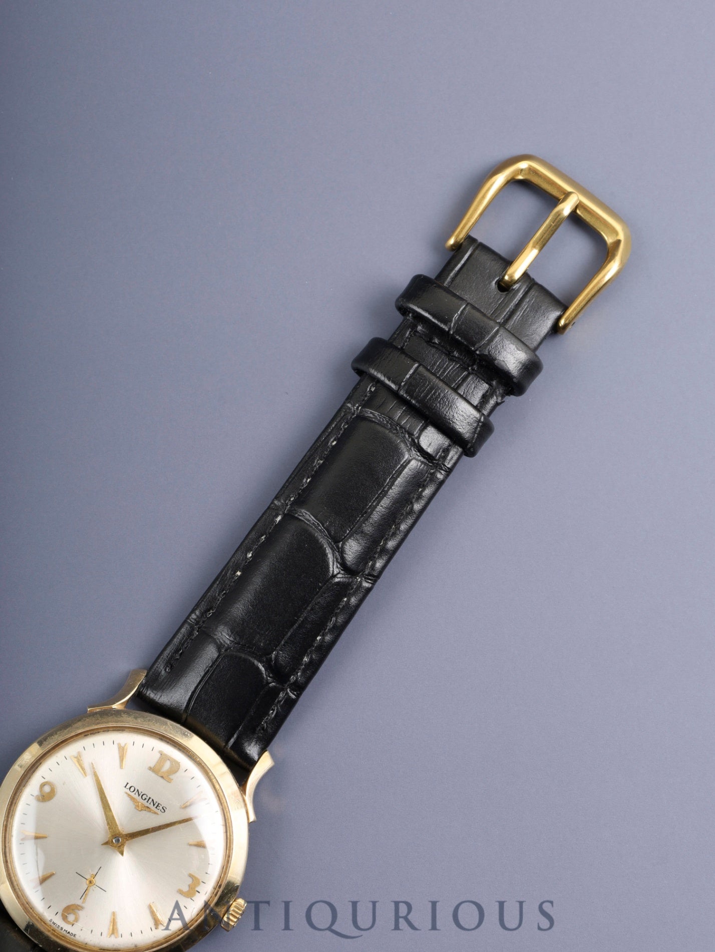 ロンジン ラウンドスモールセコンド 2033P 手巻き Cal.23Z K14YG 革 社外尾錠（GP） シルバー×ゴールド文字盤 オーバーホール済み