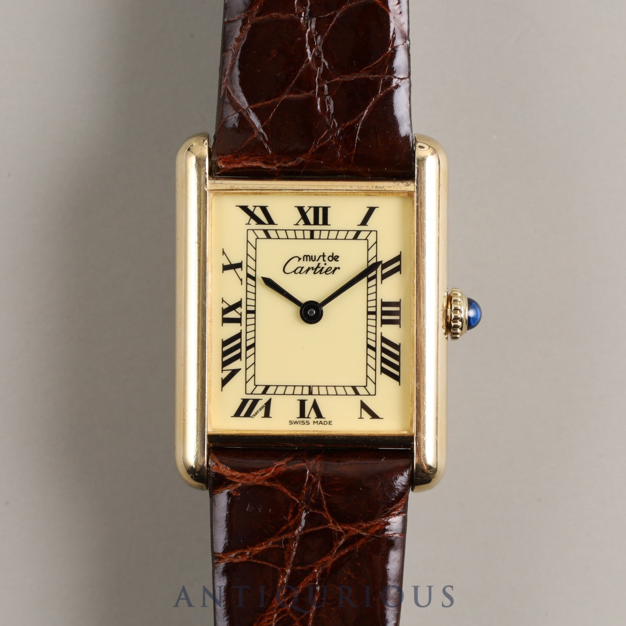 CARTIER Must Tank LM Manual winding 1974213 SV925 Leather Genuine buckle (GP) Ivory Roman International lifetime warranty (1982) Complete service (full maintenance) completed at Cartier boutique