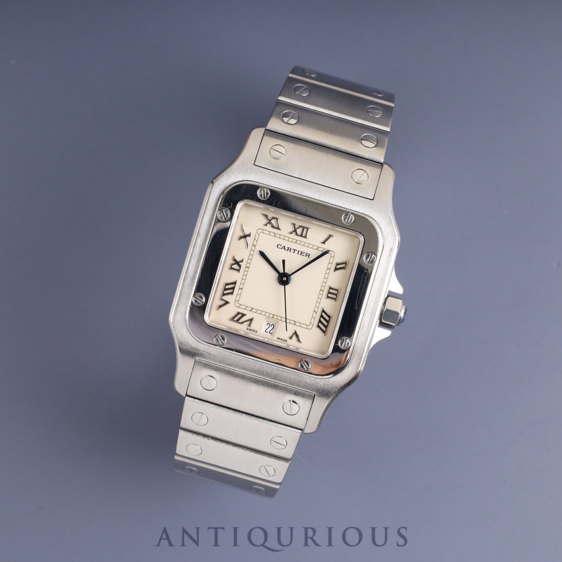 Cartier Santos Galbee LM W20025D6 / 1564 Quartz SS SS Ivory Roman Dial Overhauled