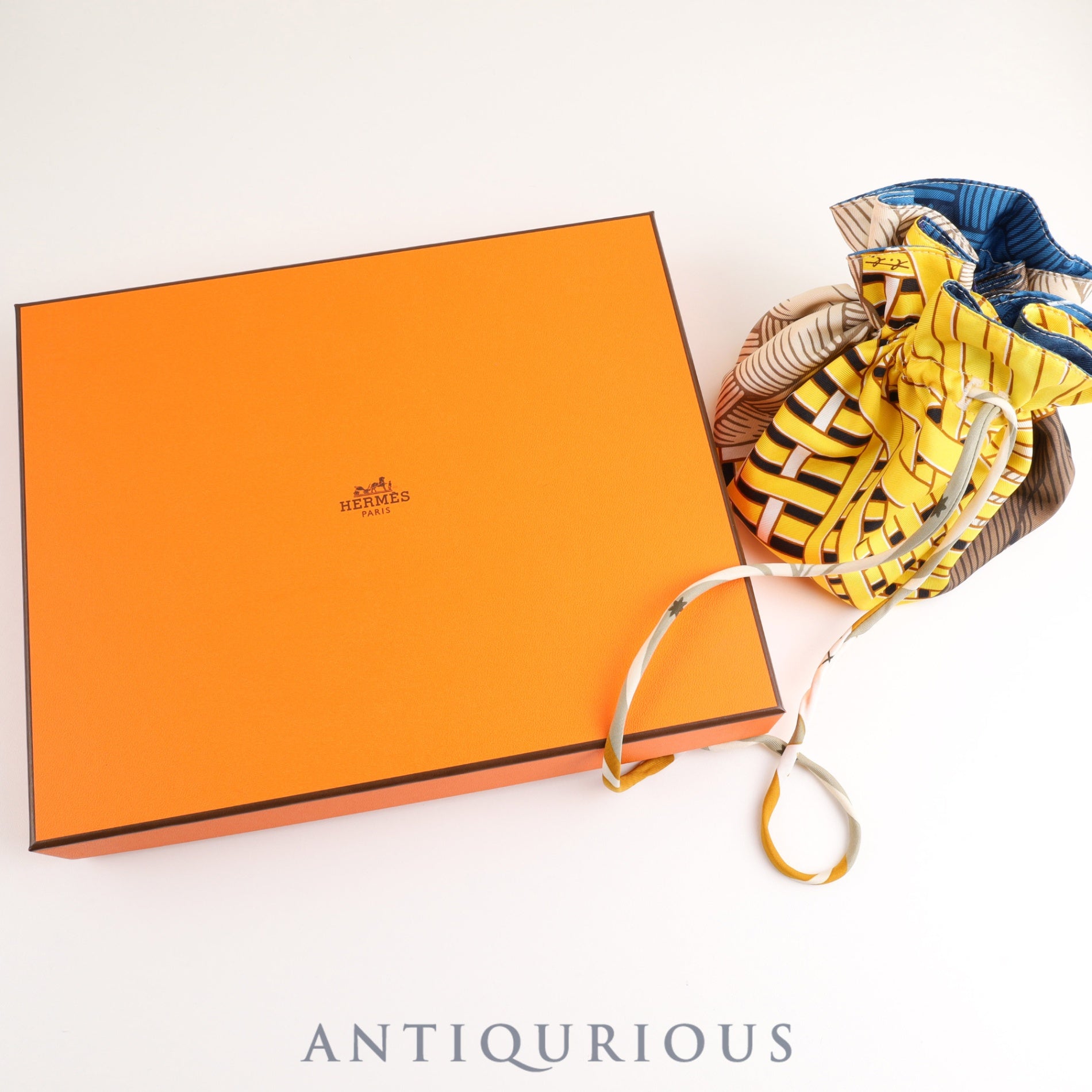 Hermes Petit H Pouch SILK Yellow x Blue Box Card etc.