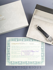 ロレックス チェリーニ 4084 手巻き Cal.1601 革 750WG 純正ピンバックル（SS）グレー3Pダイヤ文字盤 43番台（1975年）箱 保証書（1990年）オーバーホール済み