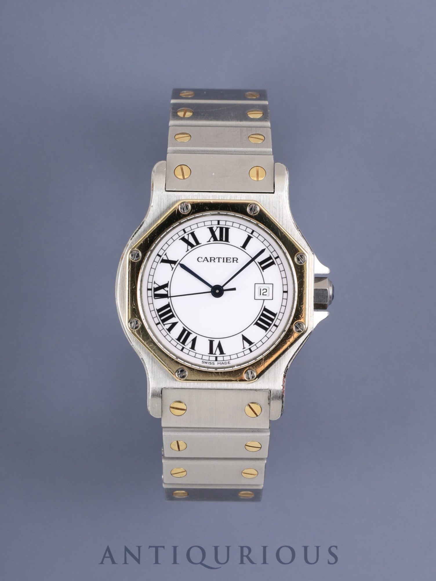 カルティエ サントス オクタゴン LM 2966 AC17.99gr 自動巻き SS×YG SS×YG ホワイトローマン文字盤 箱 保証書（1982年）修理明細書（印刷）タグ カルティエブティックにてコンプリートサービス（フルメンテナンス）済み