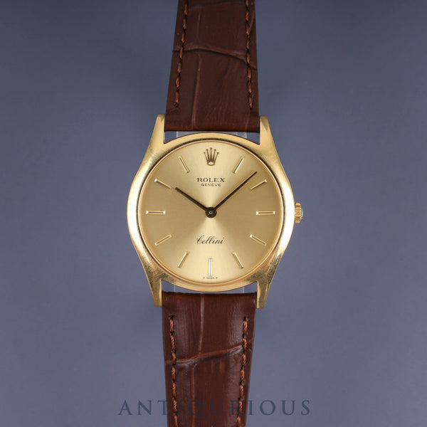 Rolex Cellini 3804 Manual Winding Caliber 1601 18K Leather Strap with Genuine Buckle (GP) Gold Dial No. 4 (1974) Overhauled