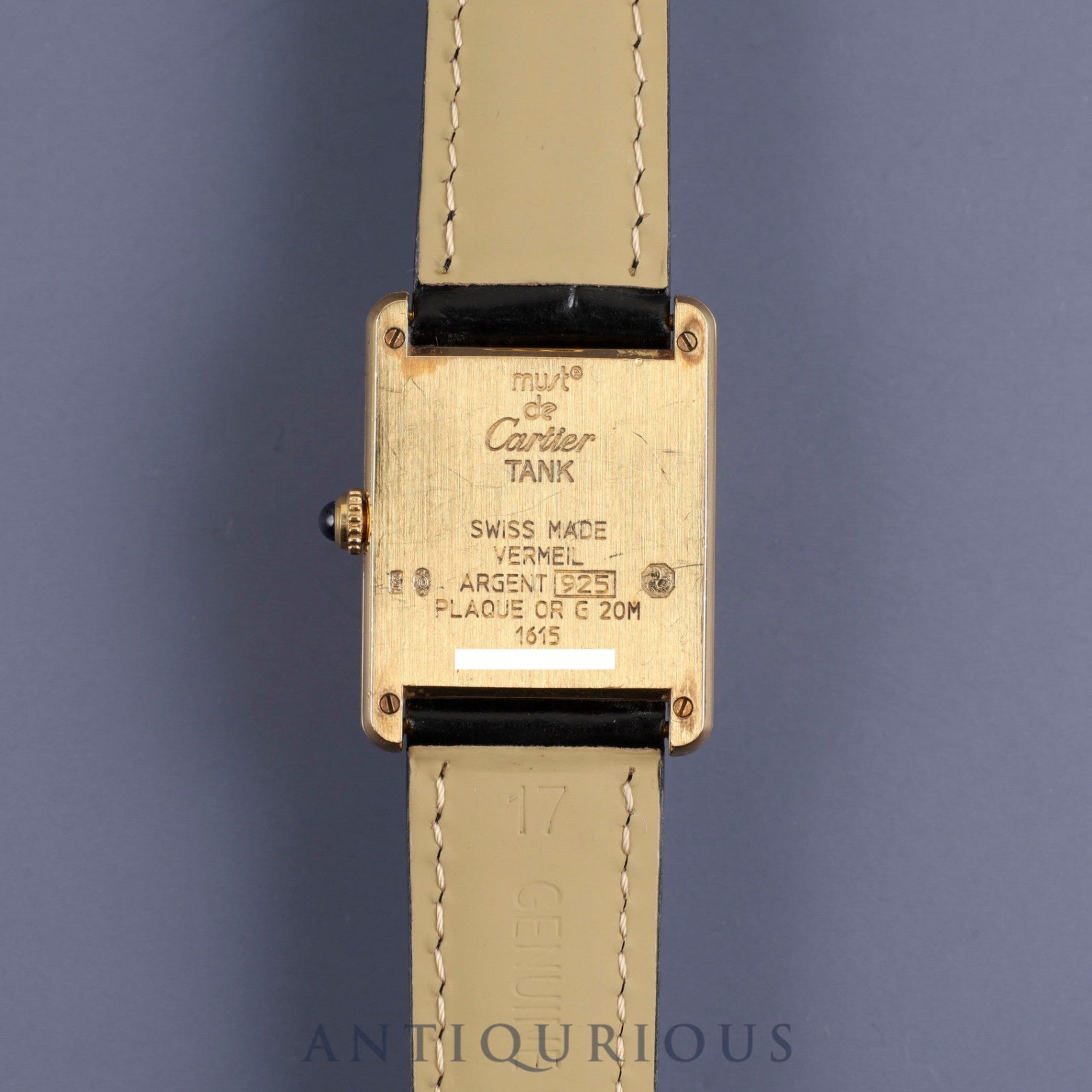 CARTIER MUST TANK LM W1002754 / 1615 Quartz Cal.90 925 Leather Genuine D-buckle Ivory Roman Overhauled