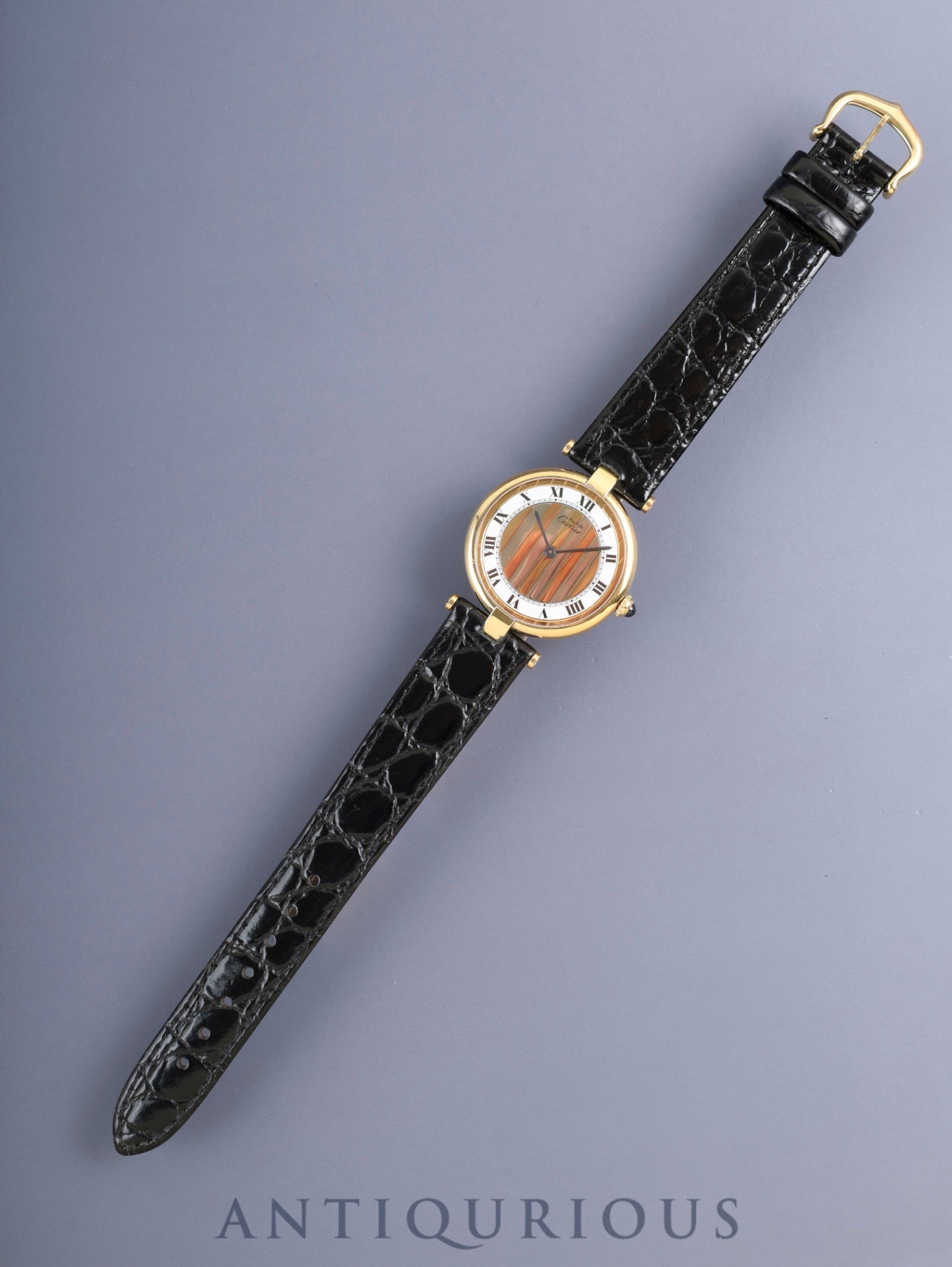 カルティエ マスト ヴァンドーム VLC LM 590003 クォーツ Cal.90 SV925 革 純正ピンバックル（GP） フロントトリニティ文字盤 オーバーホール済み