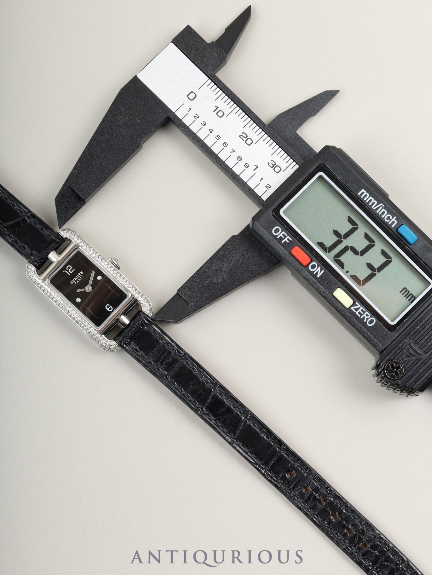 エルメス ナンタケット NA2.130 クォーツ SS 純正革ベルト（A刻印：2017年） 純正尾錠（SS） ブラック文字盤 ダイヤベゼル オーバーホール済み