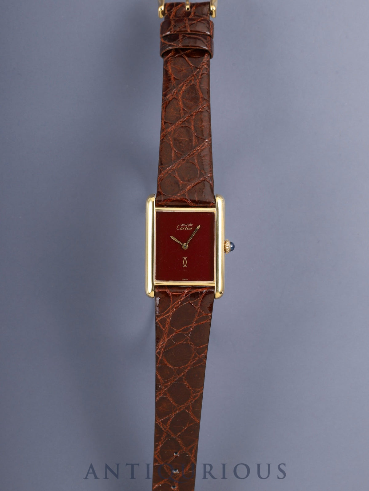 Cartier Must Tank LM Hand-wound Cal.78-1 SV925 Leather Genuine Pin Buckle (GP) Garnet Dial Bordeaux Dial (SWISS marking) Overhauled Polished