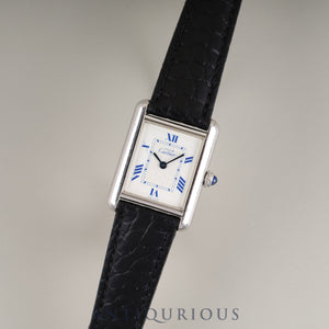 Cartier Must Tank MM W1014054 / 2416 Quartz Caliber 057 SV925 Leather Strap with Genuine D-Buckle (Stainless Steel) White Roman Dial Overhauled