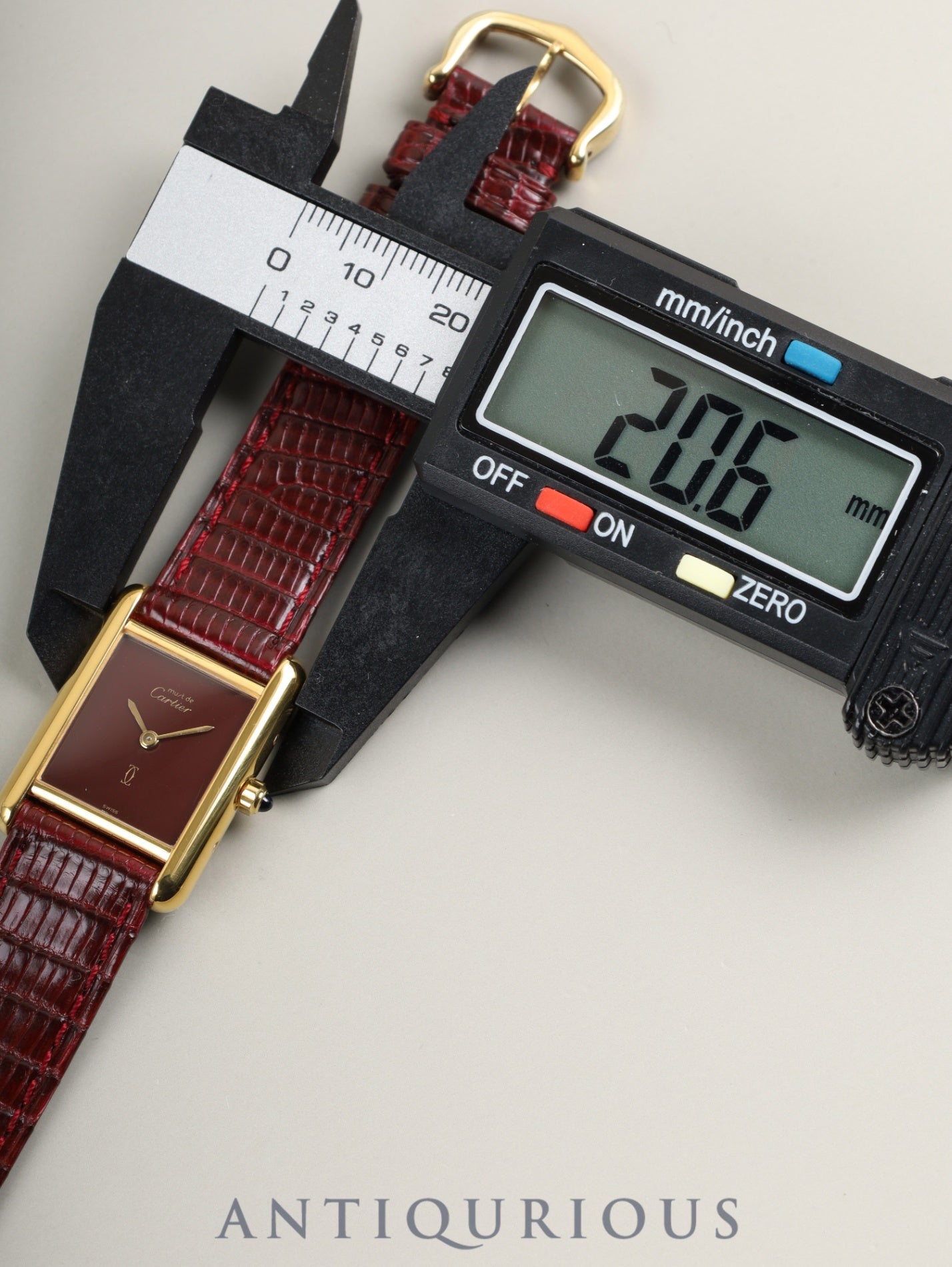 Cartier Must Tank SM 3 66001 Quartz Cal.66 SV925 Leather Original Pin Buckle (GP) Garnet Dial / Bordeaux Dial (SWISS marking) Overhauled, Polished