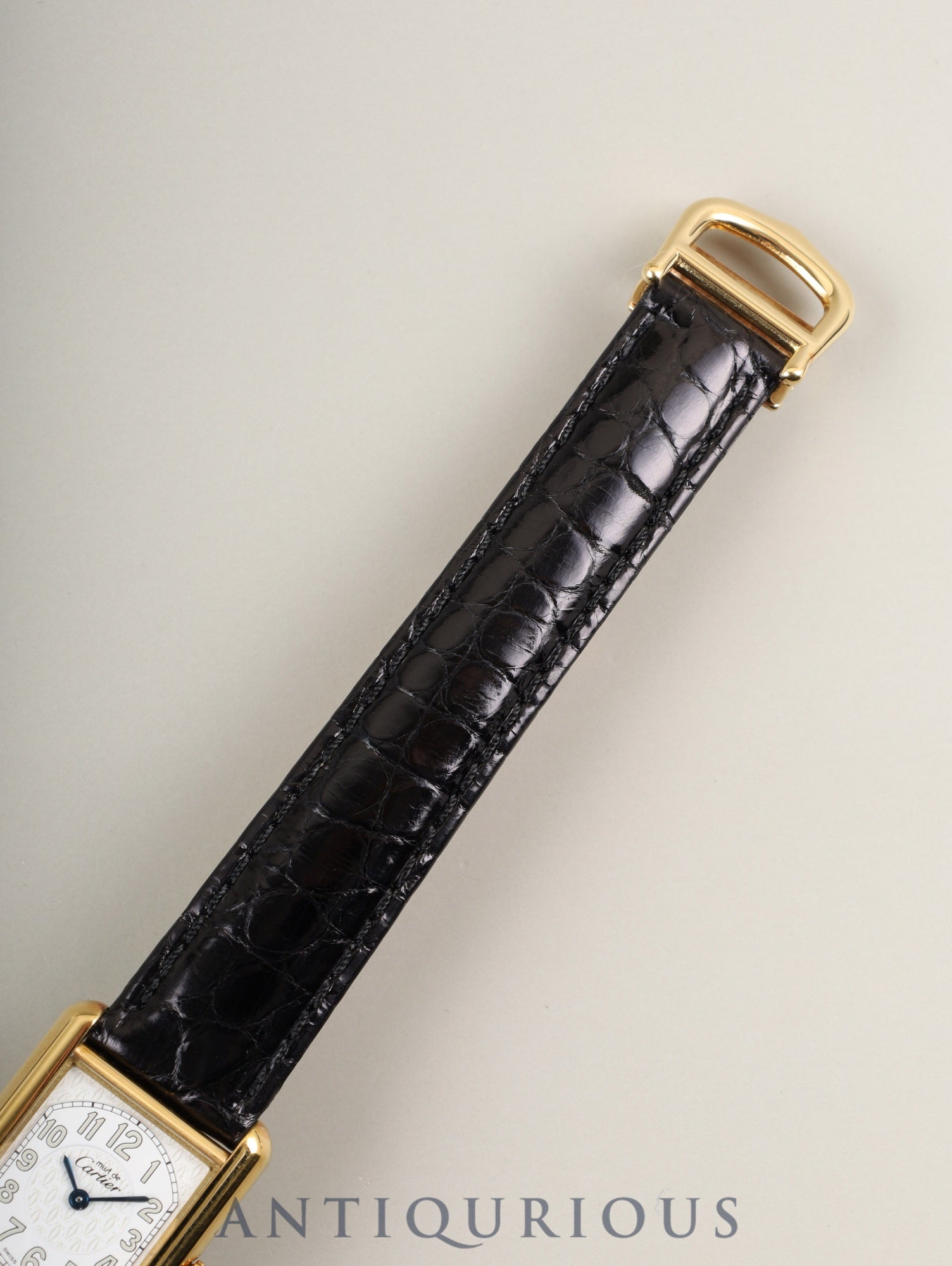 Cartier Must Tank MM W1013854 / 2415 Quartz SV925 Leather Genuine D-buckle (GP) Arabic CC Dial Box Booklet Warranty (2000) Overhauled