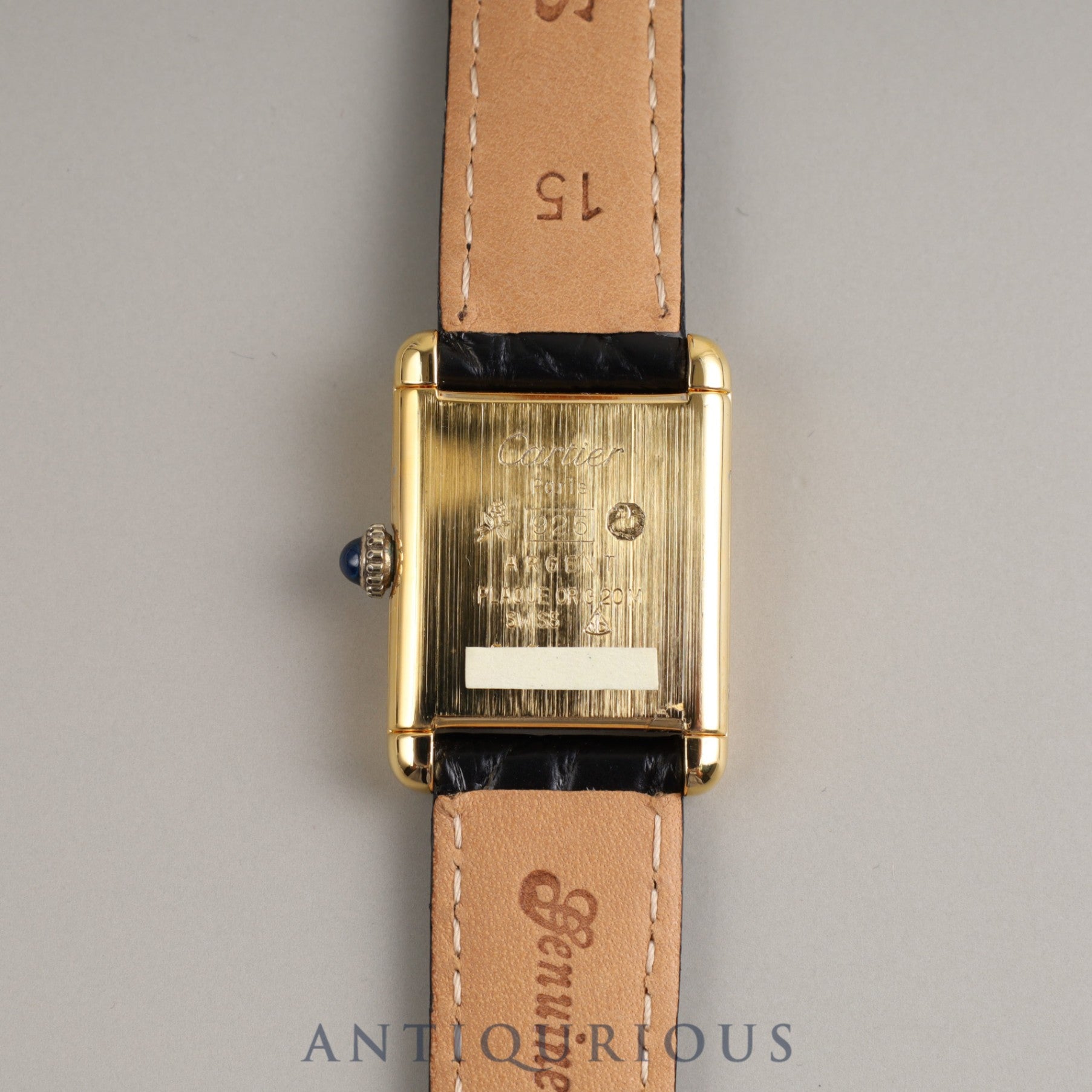 CARTIER Must Tank SM Manual winding 925 Leather Genuine buckle (GP) Black Roman dial Overhauled