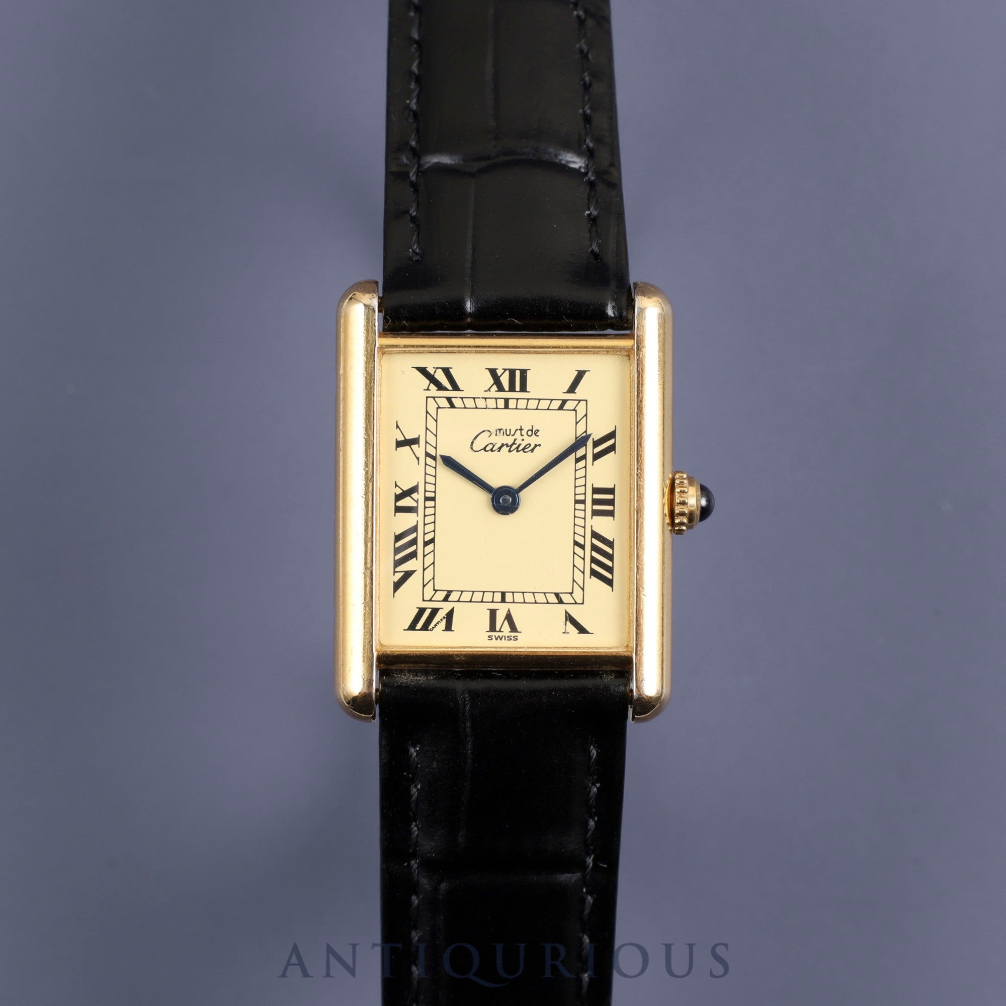 Cartier Must Tank LM W1002754 / 1615 Quartz Cal.90 925 Leather Genuine D-buckle Ivory Roman Overhauled