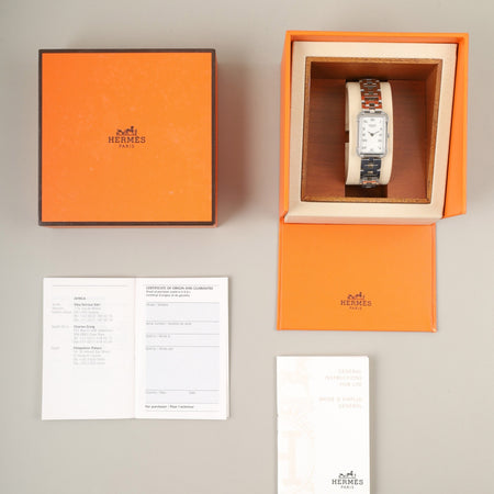 エルメス クロアジュール CR2.210 クォーツ Cal.976.001 SS SS ホワイトシェル文字盤（SWISS MADE表記）箱 冊子 保証書（無記載）オーバーホール済み