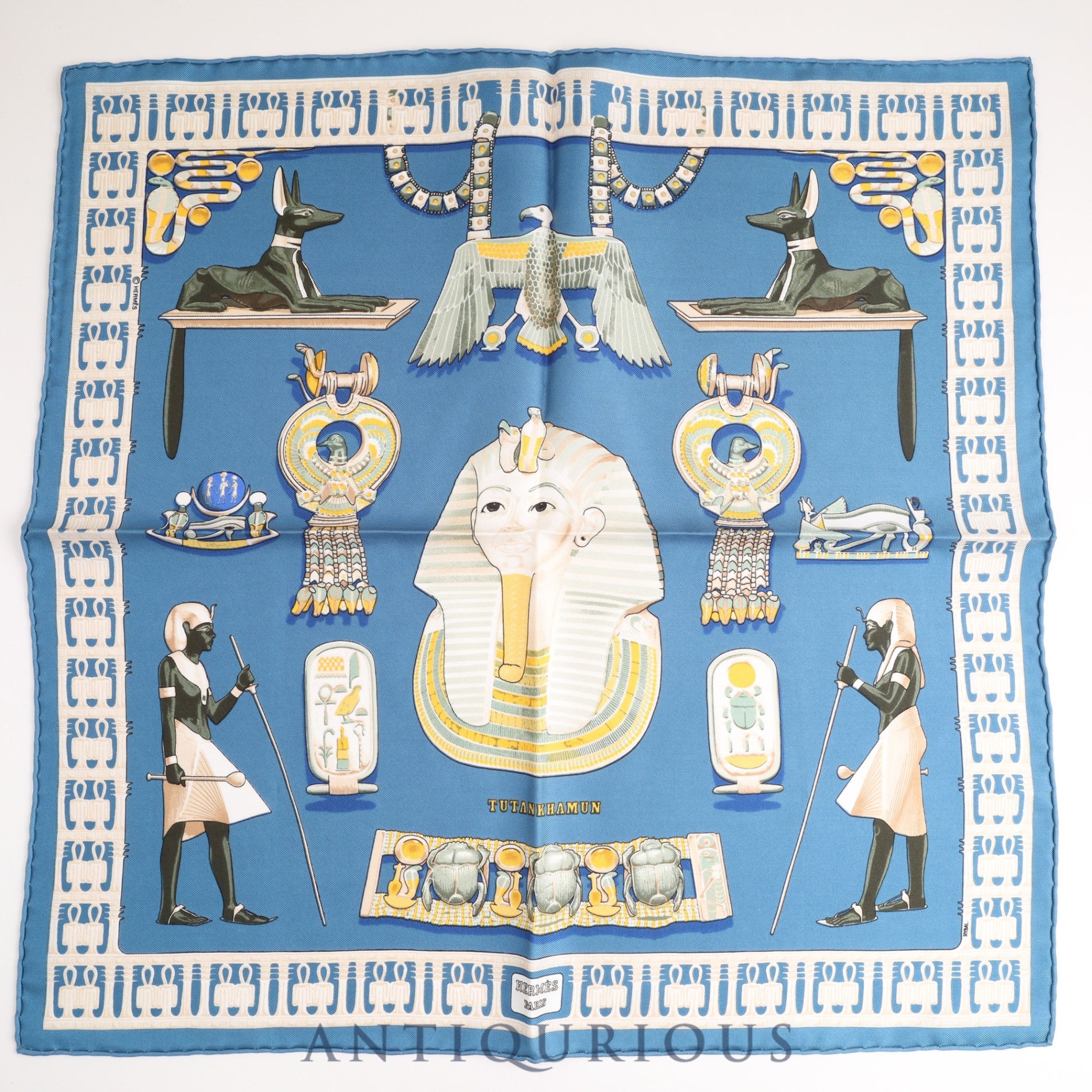 HERMES Scarf CARRES45 TUTANKHAMUN 100% SILK