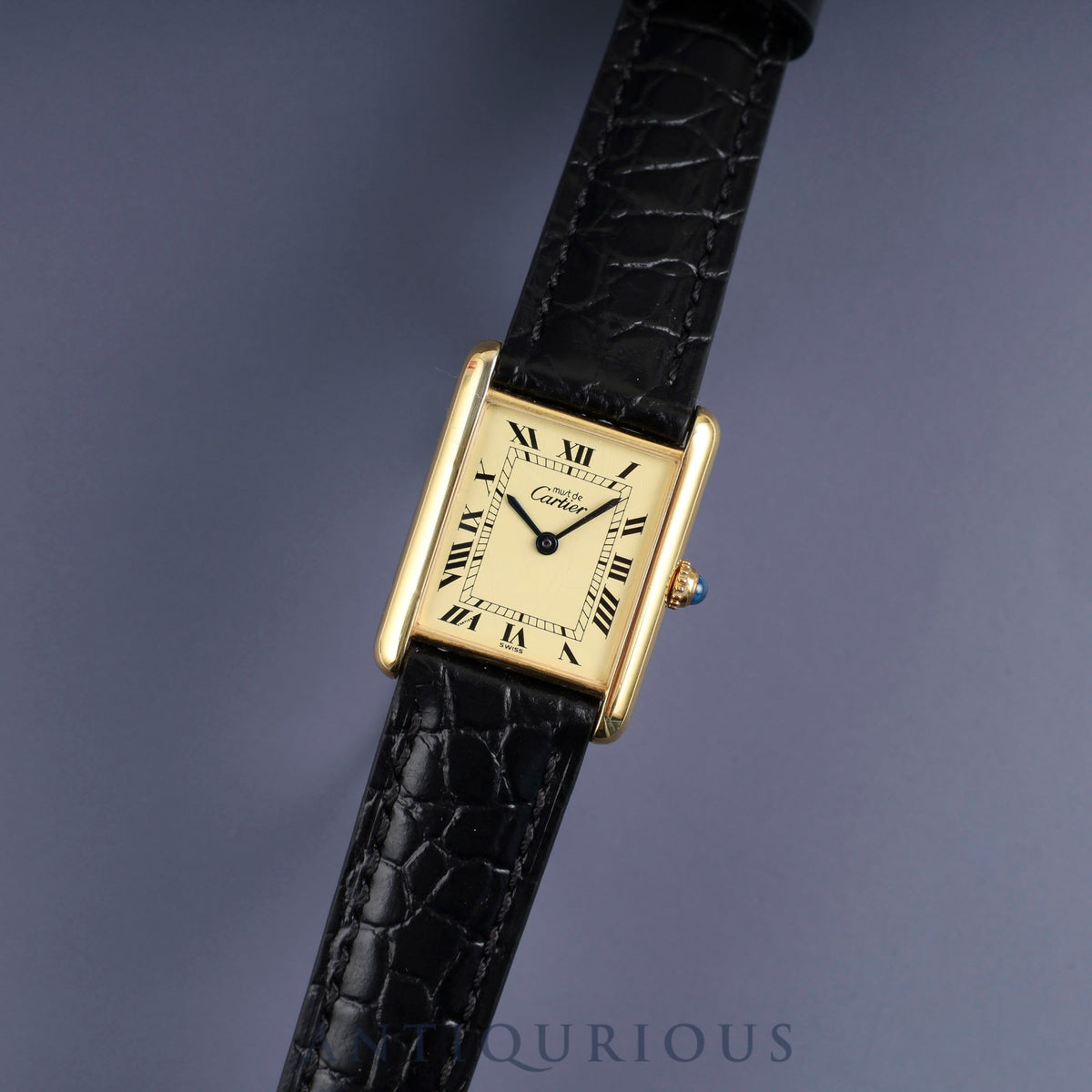 Cartier Must Tank LM 590005 Quartz Cal.90 SV925 Leather Genuine Buckle (GP) Ivory Roman Dial Overhauled and Finished to Like New