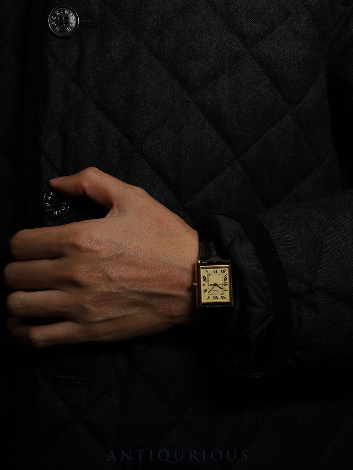 カルティエ マストタンク GM（XL） W1017454 / 2413 クォーツ Cal.687 SV925 革 純正Dバックル（GP） アイボリーローマン文字盤 箱 冊子 保証書 （2004年）オーバーホー済み