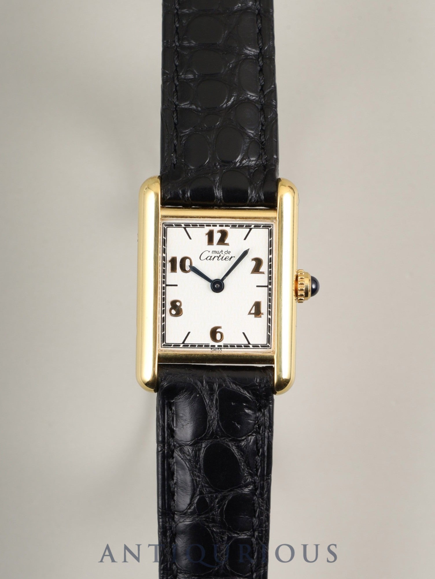 カルティエ マストタンク SM 5057001 クォーツ Cal.057 SV925 革 純正尾錠（GP） 飛びアラビアCC文字盤 箱 保証書（1996年） オーバーホール済み 新品仕上げ済み