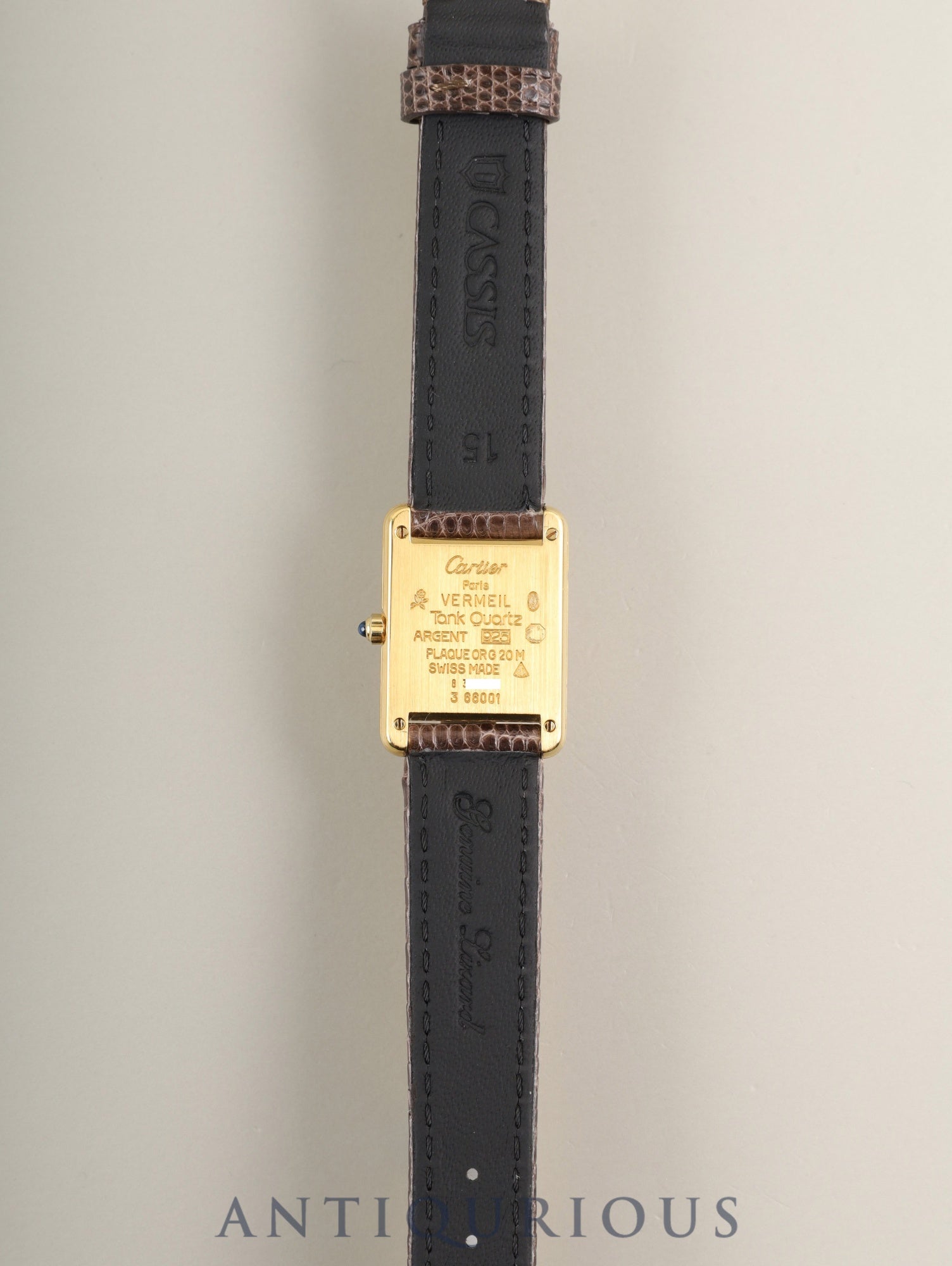 カルティエ マストタンク SM 3 66001 クォーツ Cal.157 SV925 革 純正ピンバックル（GP）アイボリークロワゾネ文字盤（SWISS表記）オーバーホール済み 新品仕上げ済み
