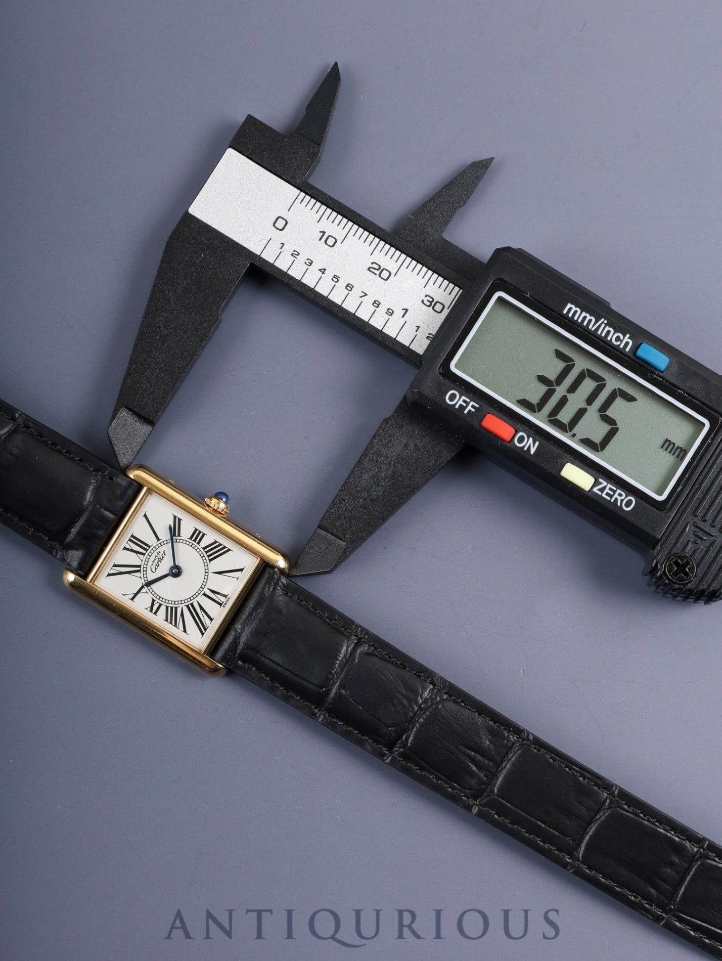 Cartier Must Tank LM W1005554 / 590005 Quartz Caliber 90 SV925 Leather Watch with Genuine D-buckle (GP) Opalescent Dial Overhauled