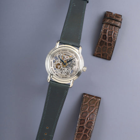 エルメス  セザム SM1.710  自動巻き Cal.ETA2892-A2 SS 革 純正バックル（SS） スケルトン文字盤 オーバーホール済み