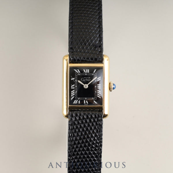 カルティエ マストタンク SM 手巻き Cal.78-1 SV925 純正革ベルト 純正尾錠（GP） ブラックローマン文字盤 オーバーホール済み