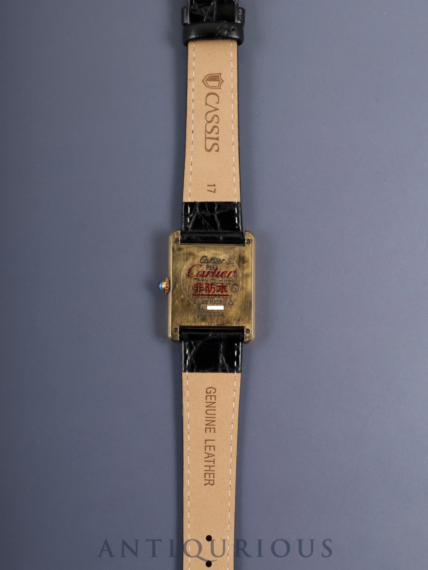 Cartier Must Tank LM 590005 Quartz SV925 Leather Genuine Pin Buckle (GP) Arabic Dial (SWISS MADE) Overhauled, Complete Service at Cartier Boutique