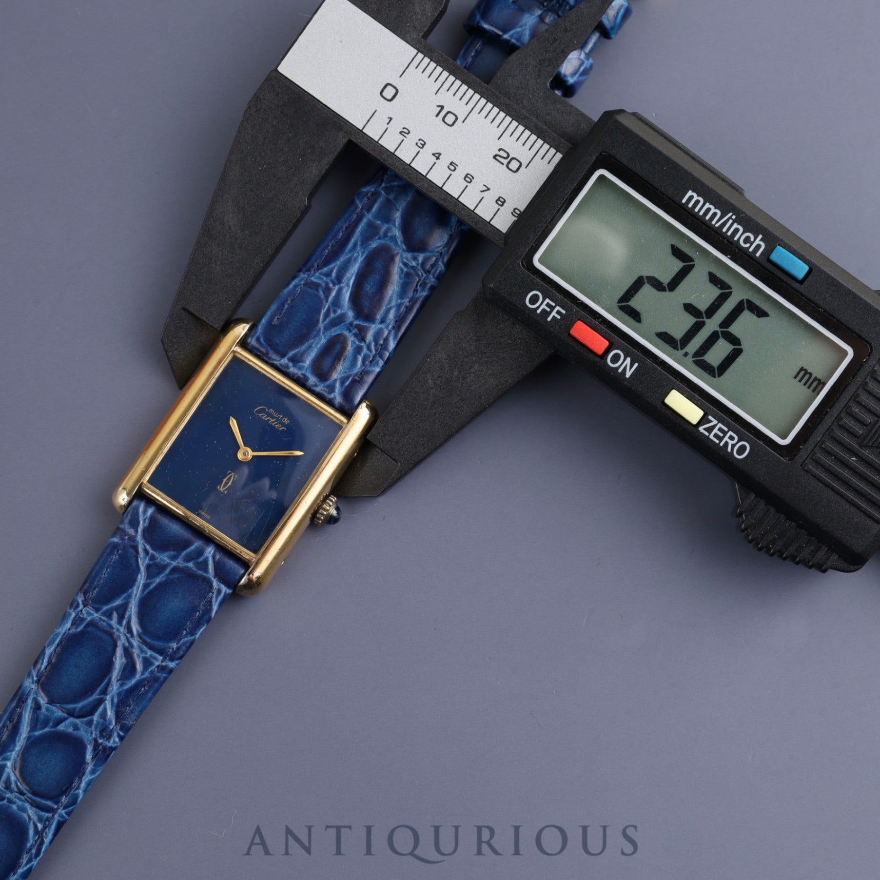 Cartier Must Tank LM Manual winding Cal.78-1 SV925 Leather Genuine buckle (GP) Lapis lazuli dial Overhauled