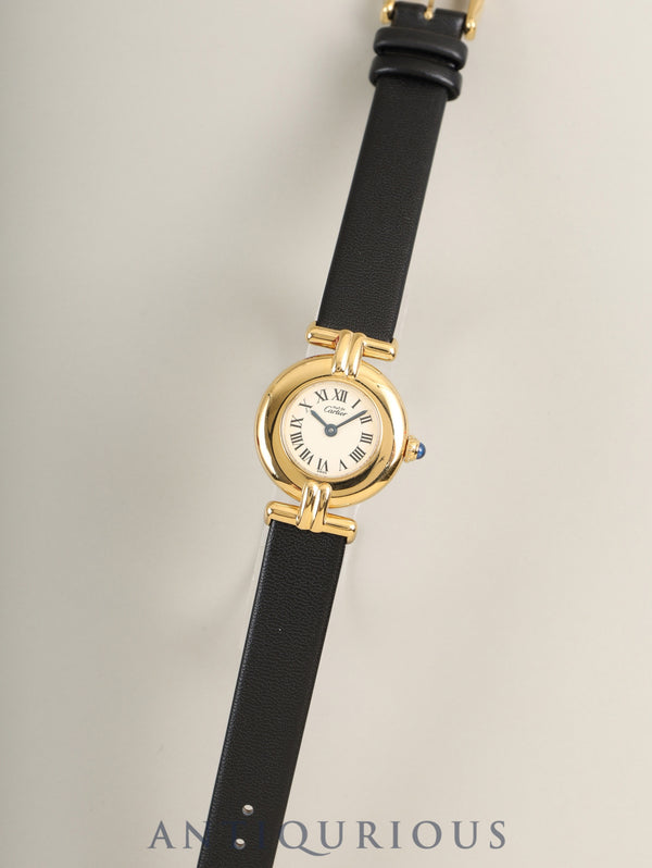 カルティエ マストコリゼ 590002 クォーツ Cal.90 SV925 革 純正ピンバックル（GP） アイボリーローマン文字盤 1980年代半ば〜1994年頃 箱 オーバーホール済み