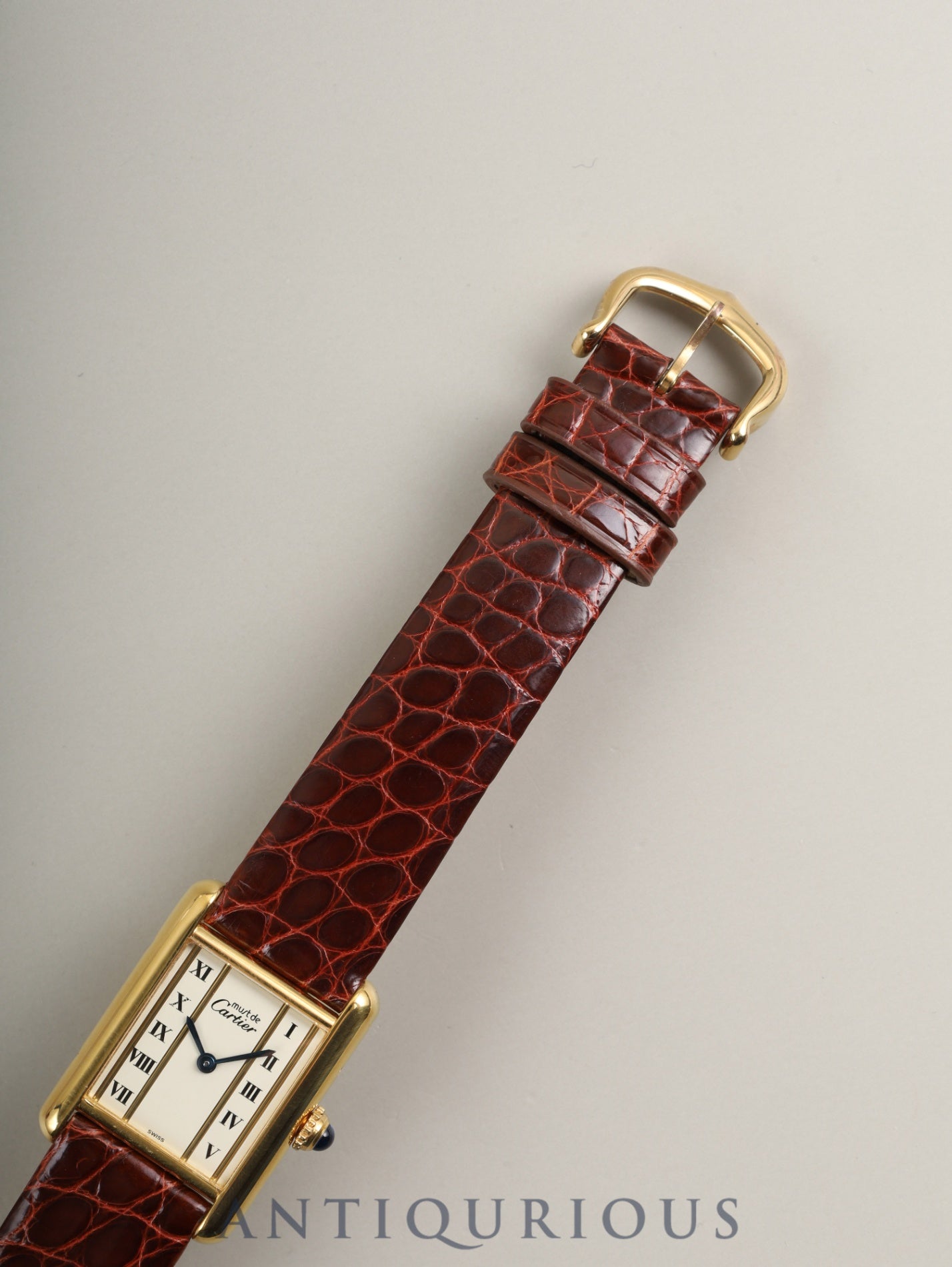 カルティエ マストタンク SM W1003053 / 5057001 クォーツ Cal.057 SV925 革 純正ピンバックル（GP）ストレートローマン文字盤（SWISS表記）箱 冊子 保証書（1991年） オーバーホール済み 新品仕上げ済み