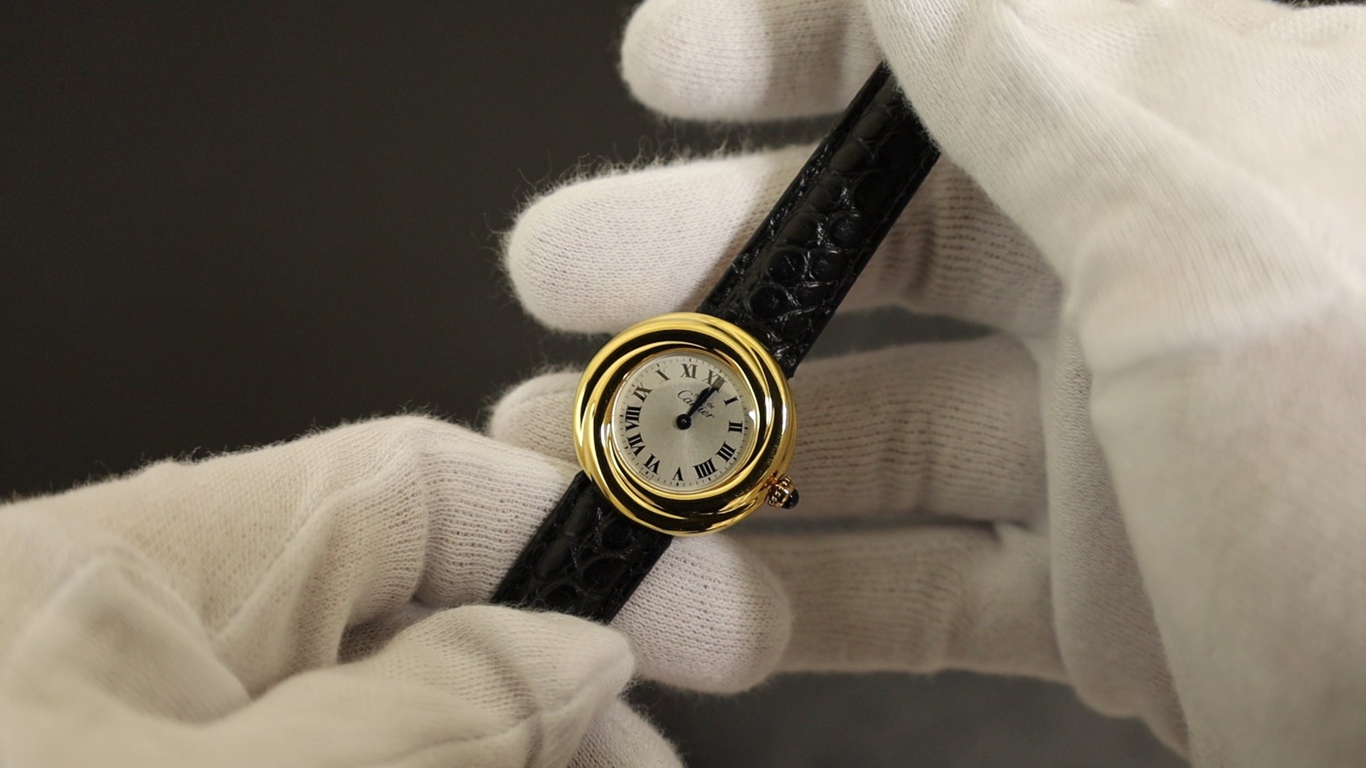 Cartier マスト ウォッチ アイボリー文字盤 カルティエ マストトリニティ W1010644 / 2735 クォーツ SV925 革 純正