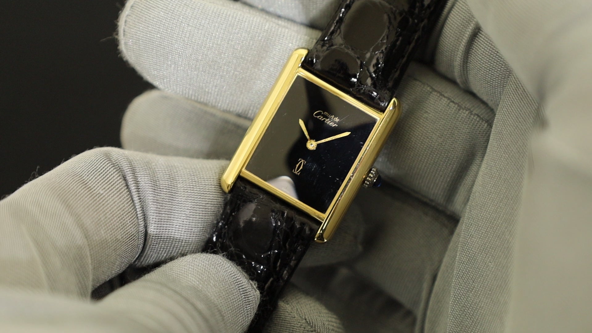 カルティエ マストタンク LM 手巻き Cal.78-1 SV925 革 純正尾錠（GP