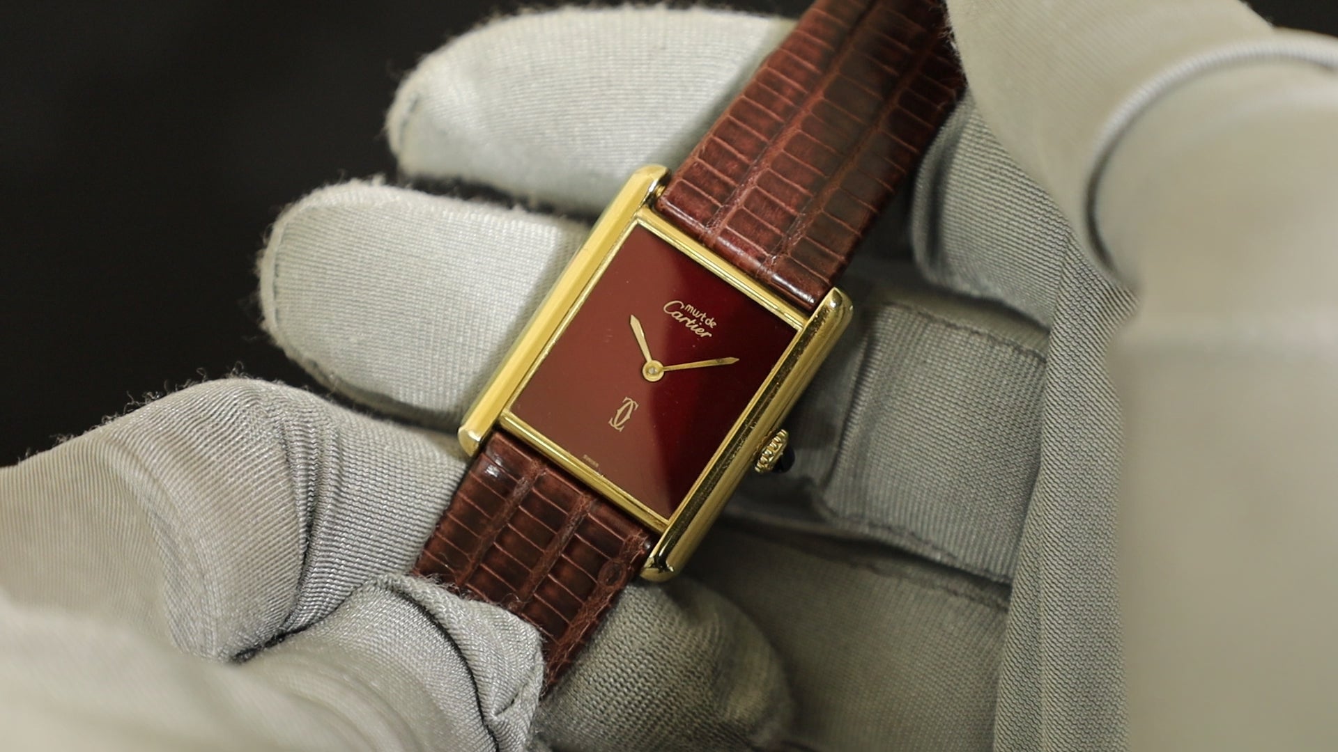 カルティエ マストタンク LM 手巻き Cal.78-1 SV925 革 純正尾錠（GP