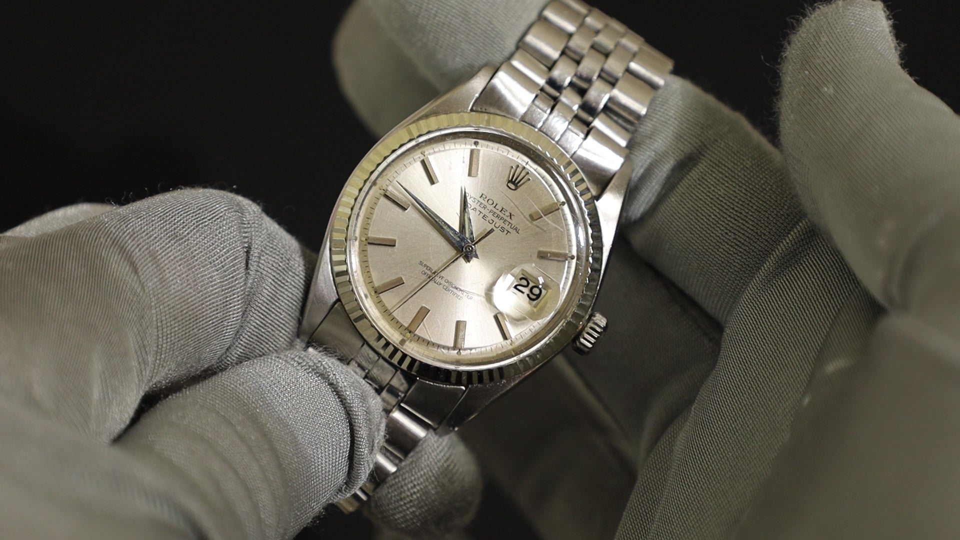 ロレックス デイトジャスト 1601 自動巻き Cal.1560 SS/WG SS シルバー