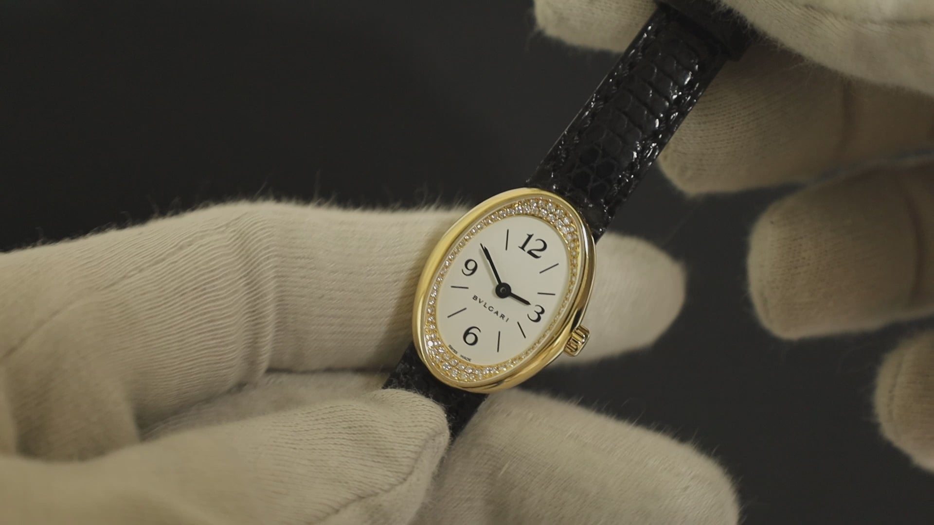 Bvlgari Oval OV27G Quartz Cal.MVE065-MBBB 750YG Leather Original
