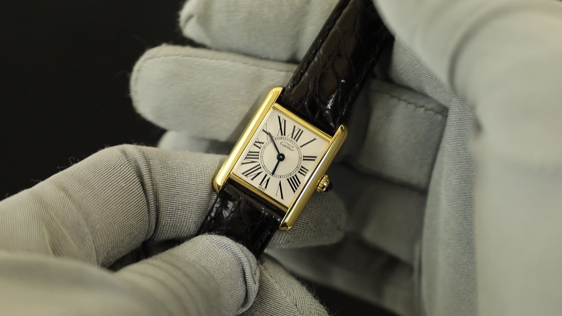 カルティエ マストタンク SM 1613 クォーツ Cal.057 SV925 革 純正D