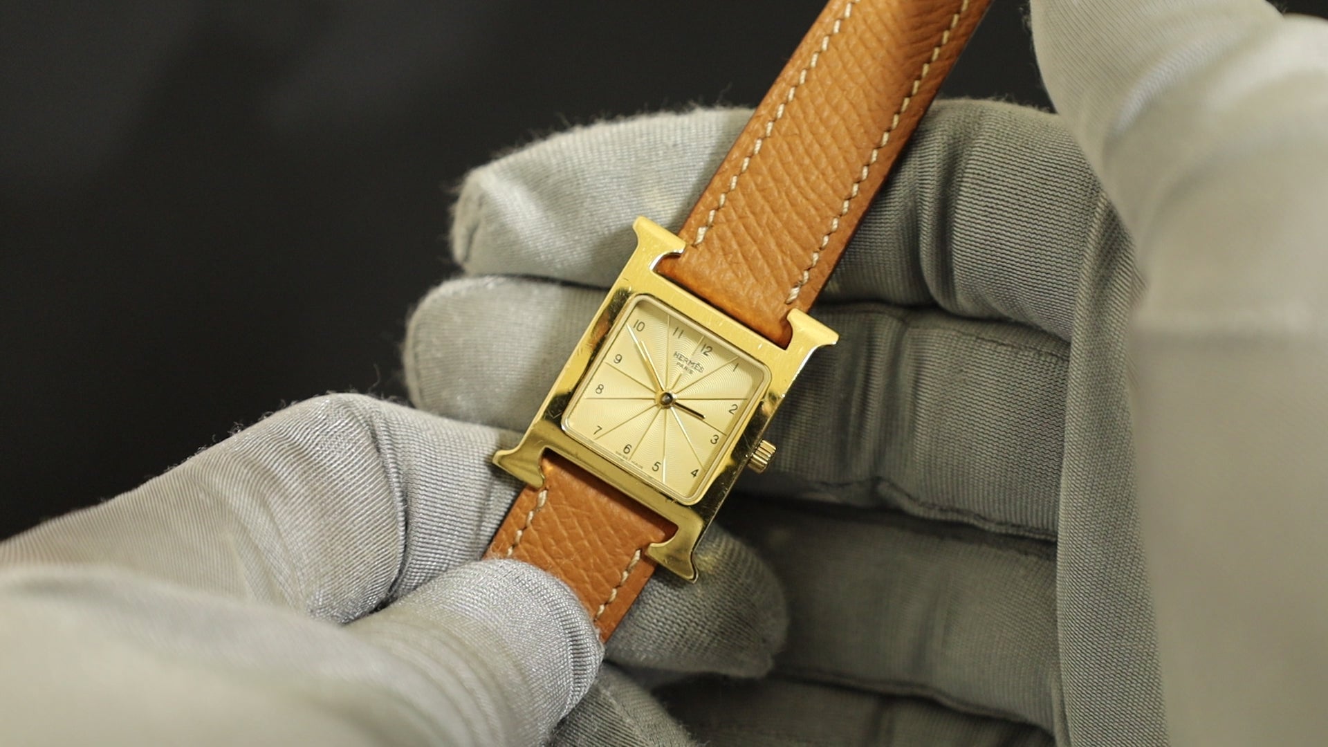 Hermès H Watch HH1.210 Quartz Stainless Steel/GP Leather with