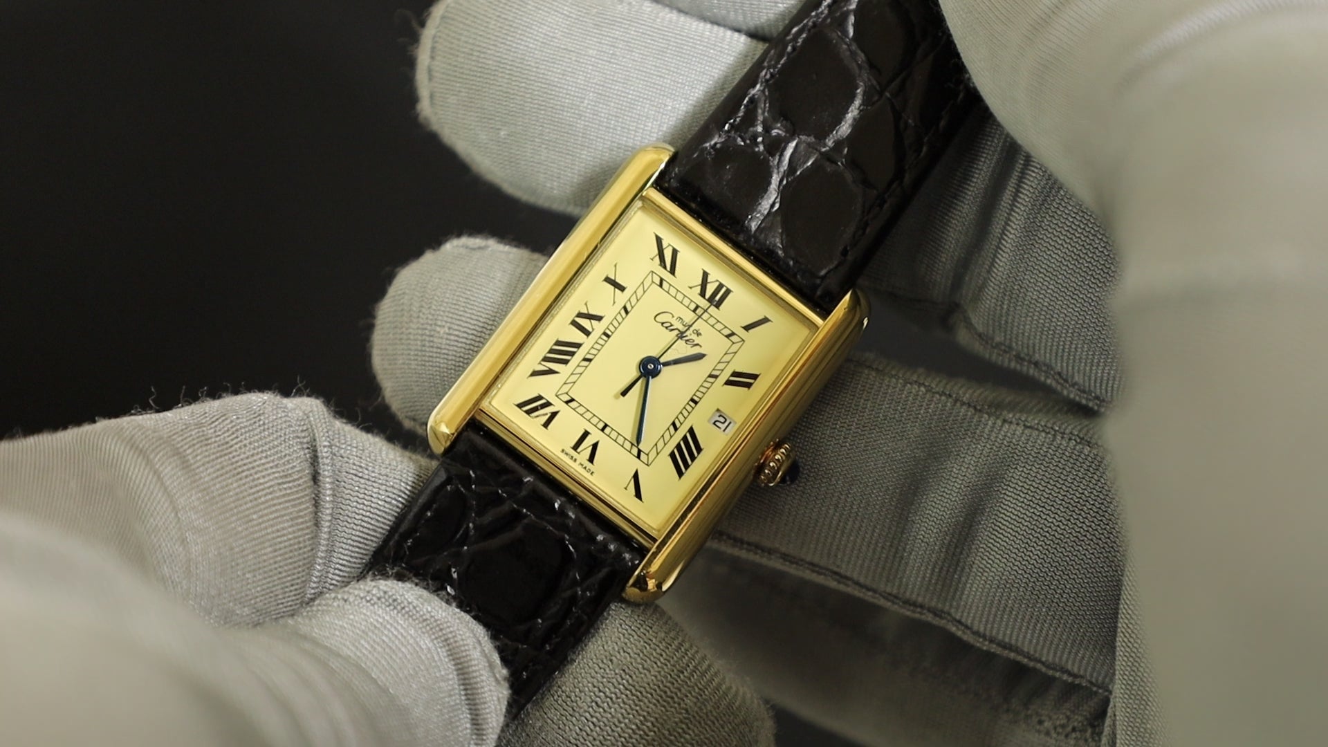 Cartier Must Tank GM (XL) 2413 Quartz Caliber 687 SV925 Leather