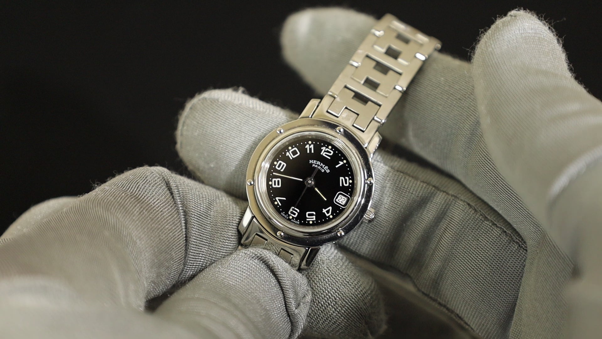 エルメス クリッパー CL4.210 クォーツ SS SS グレー文字盤