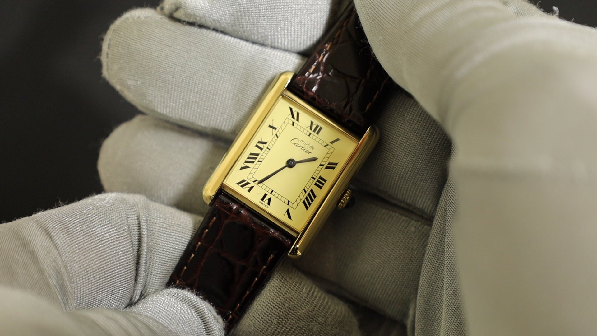 Cartier カルティエ マストタンク Sv925 手巻き 腕時計 カルティエ マストタンク LM 手巻き Cal.78-1 SV925 ボルドー文字盤