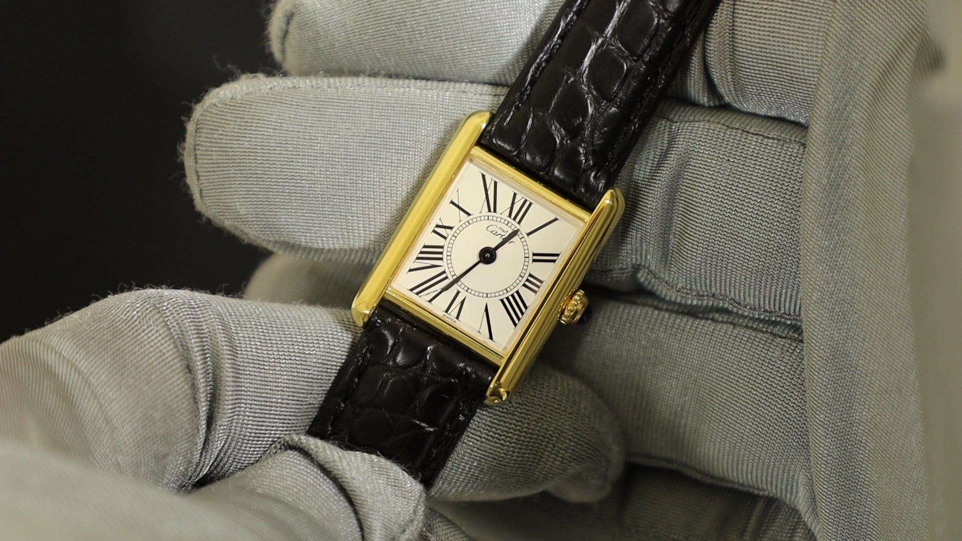 カルティエ マストタンク SM 5057001 クォーツ Cal.057 SV925 革 純正D