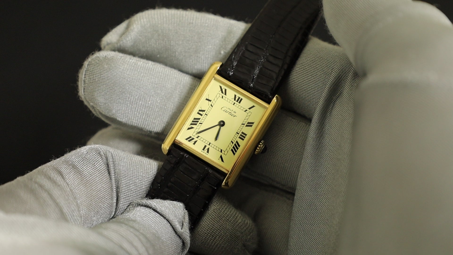 カルティエ マストタンク LM 手巻き Cal.78-1 SV925 革 純正尾錠（GP