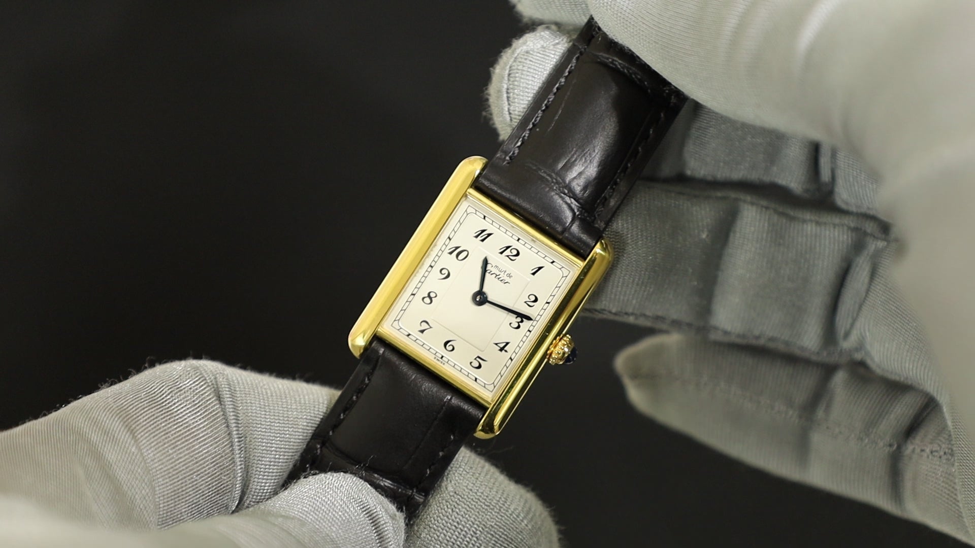 【未使用 極美品】カルティエ　トランプ　箱付き　限定品 カルティエ マストタンク LM 590005 クォーツ Cal.90 SV925 革 純正D