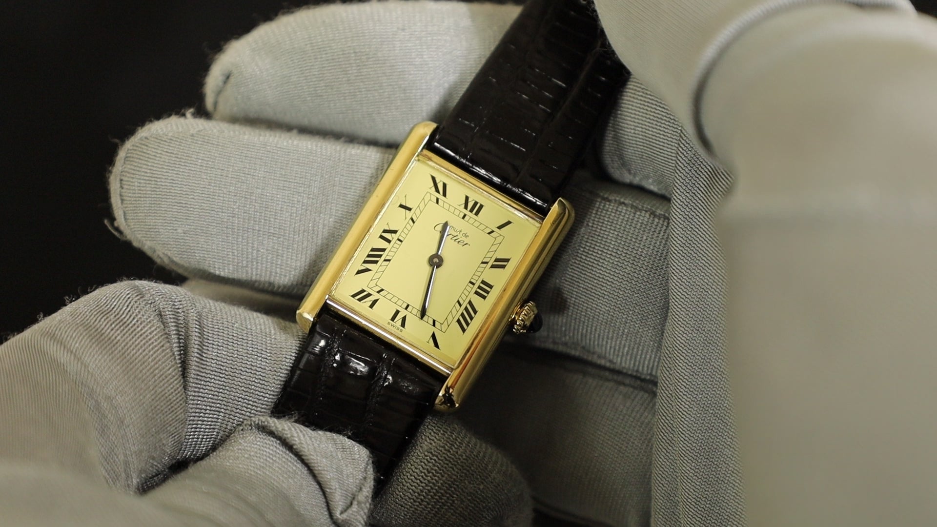 カルティエ マストタンク LM 手巻き Cal.78-1 SV925 革 純正尾錠（GP