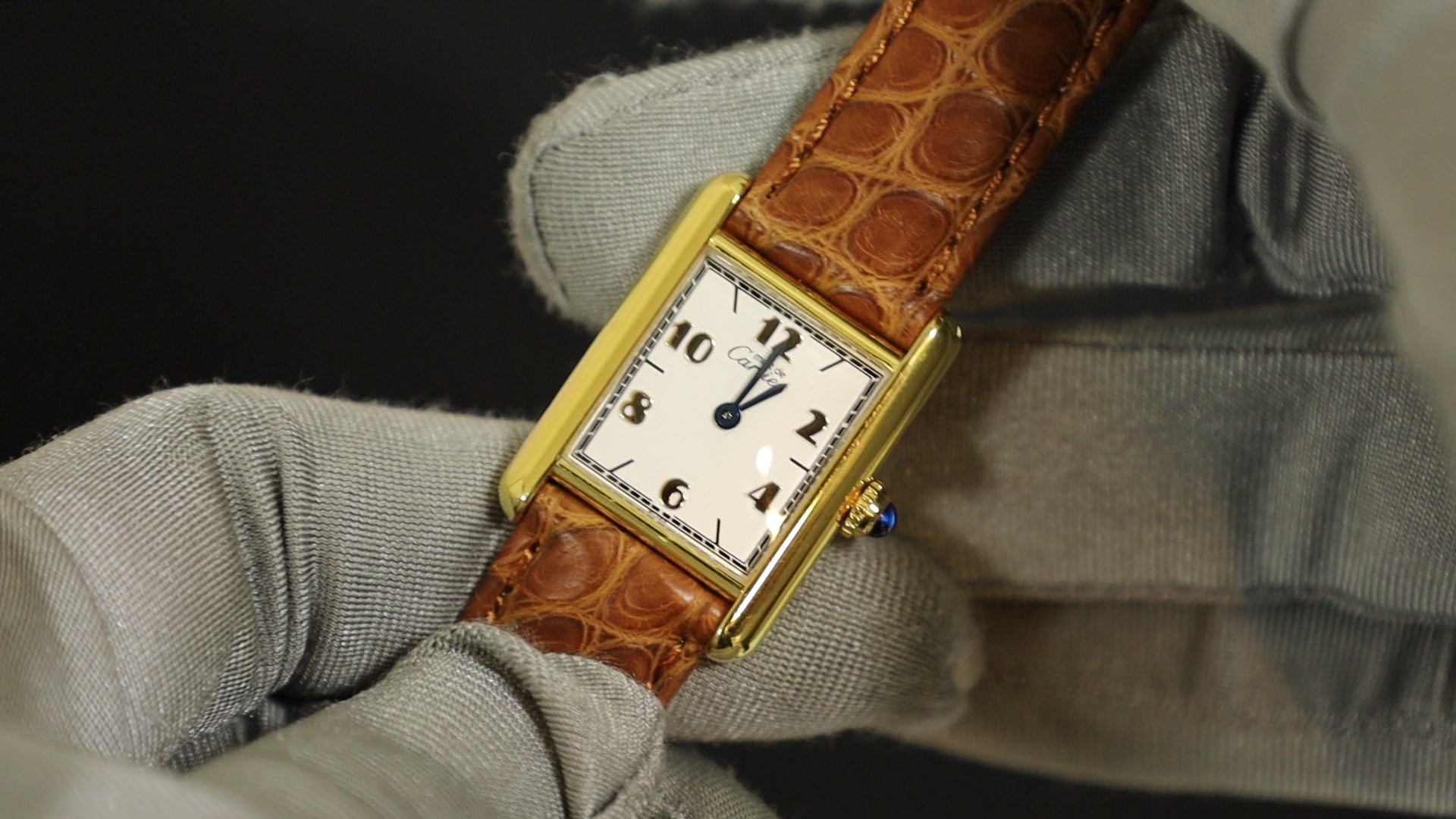 カルティエ マストタンク SM 1613 クォーツ Cal.057 SV925 革 純正D