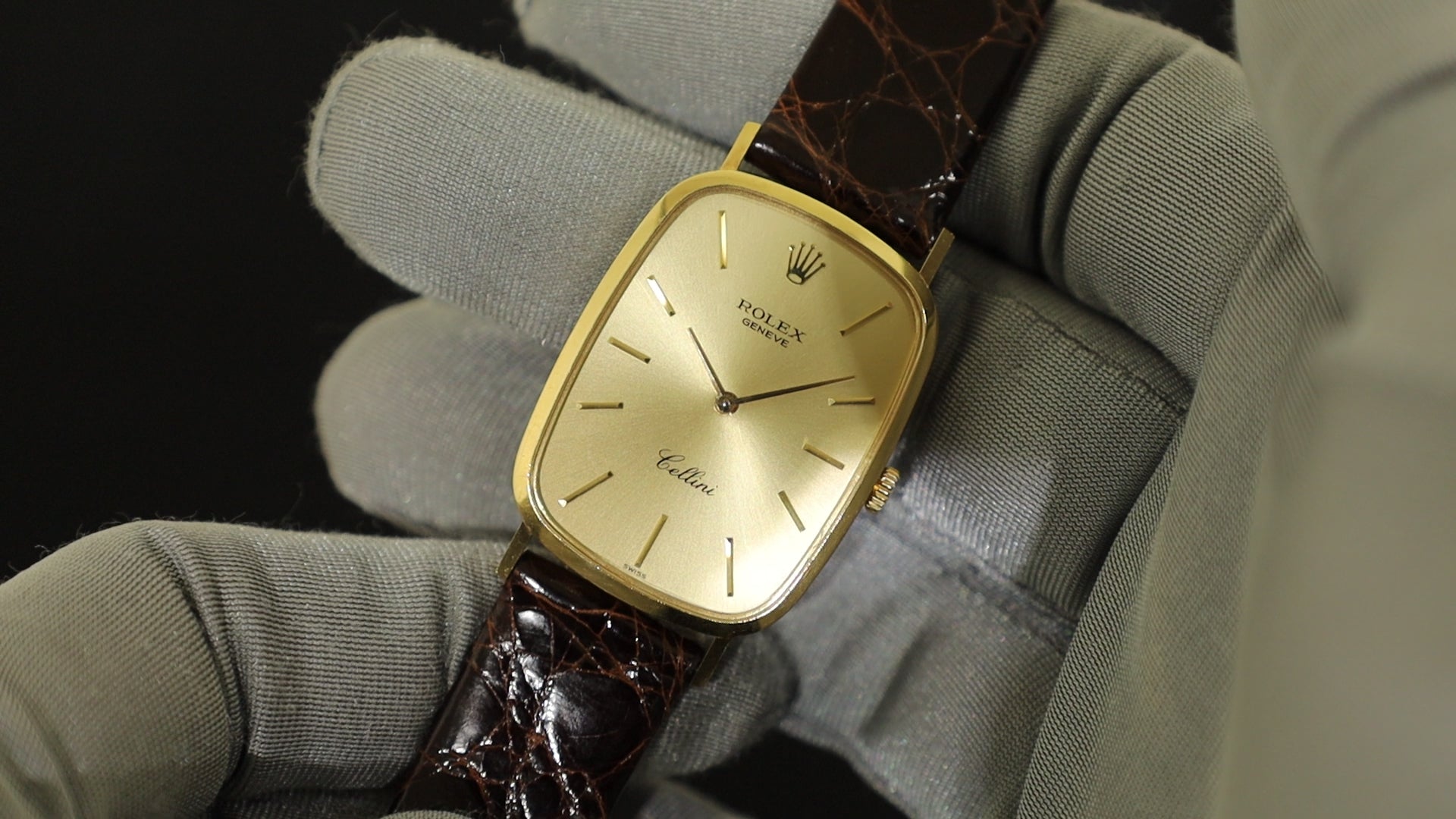 ロレックス チェリーニ 4113 手巻き Cal.1600 750 革 純正尾錠（GP