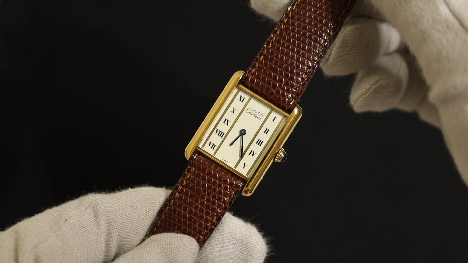 Cartier タンクマストLM 純正レザーベルト　試着のみ カルティエ マストタンク LM 590005 クォーツ Cal.90 SV925 純正レザー