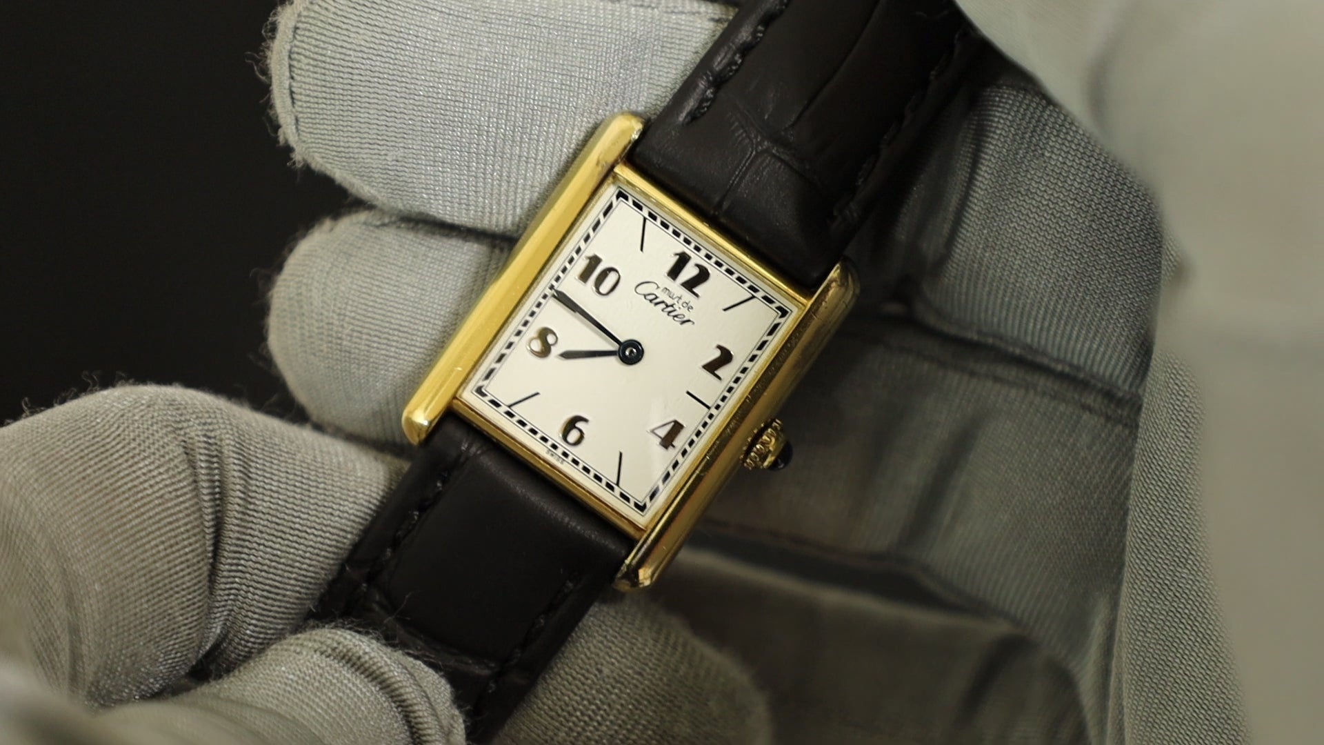 カルティエ マストタンク LM 590005 クォーツ Cal.90 SV925 革 純正