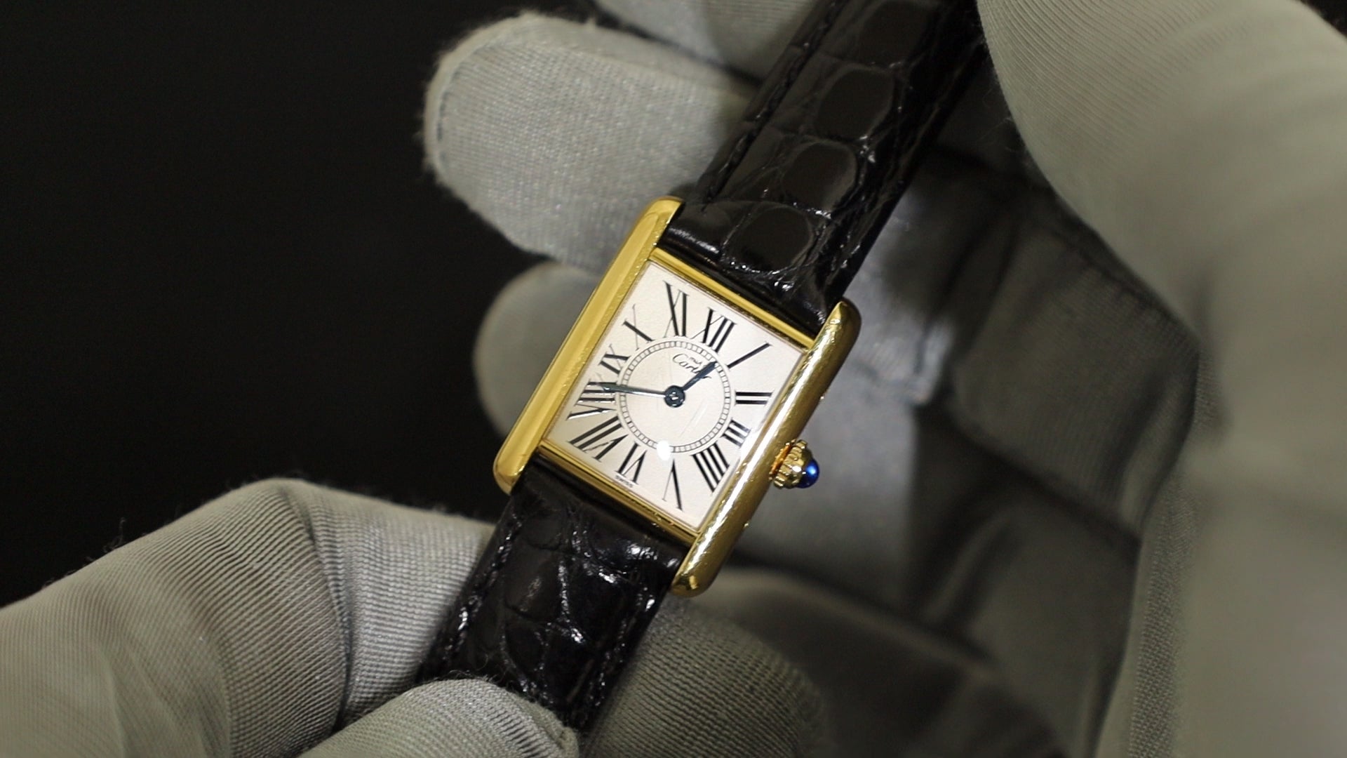 Cartier 美品 ヴェルメイユ マストタンクSM グレー ローマン クォーツ マスト ドゥ カルティエ/マストタンクSM/縦ローマンダイヤル